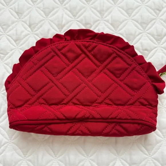 NWT Vera Bradley Ruffle Cosmetic Makeup Bag - Tango Red - Picture 3 of 8